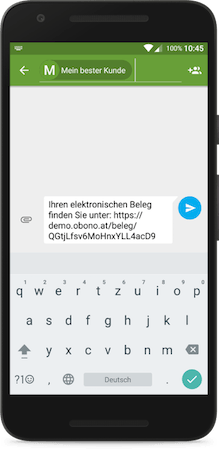 Beispiel für eine sms mit elektronischem Beleg